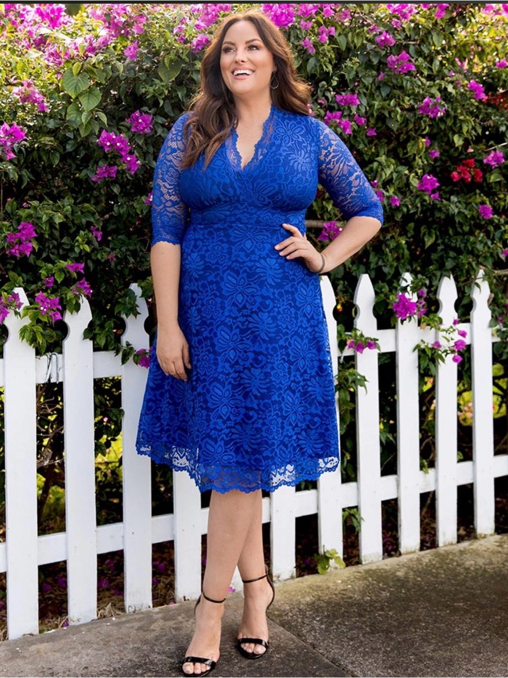 Kiyonna Mademoiselle Lace Cocktail Dress Sapphire Blue Plus Size 3X 22/24 NWT